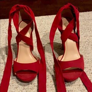 Lulus lace up red heels